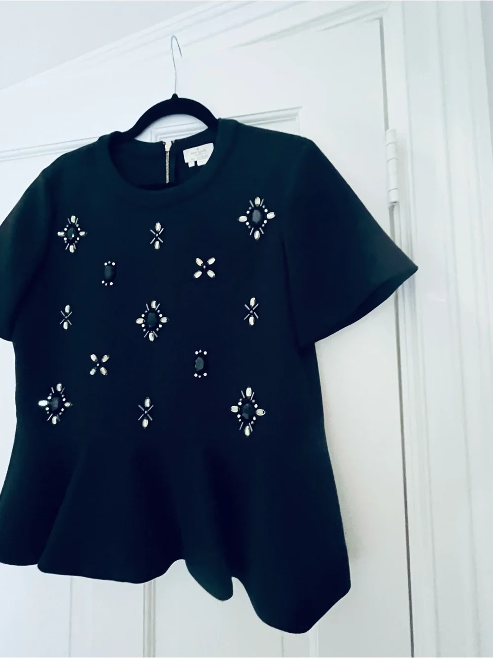 Kate Spade black peplum top with jewels 6